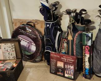 Golf clubs   and Practice net
