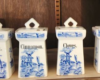 Antique, Germany Blue and White Cannister/Spice Set.