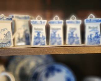 Antique, Germany Blue and White Cannister/Spice Set.