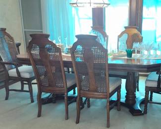 Dixie Furniture Contemporary Dining Table and Cane Back Chairs