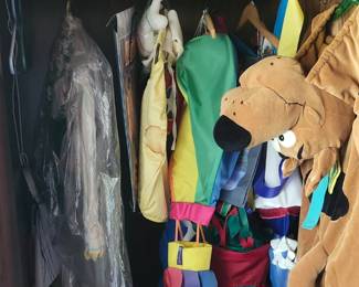 Kids Scoobydoo Costume, M&M Costume. Garden Wind Socks and Flags.