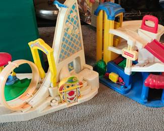 Vintage Fisher Price Little People Fun Park, Vintage Fisher Price Little People Garage.