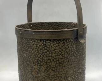 antique hammered brass pail