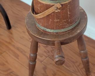 Rare Anti 3 Leg Handled Milking Stool / Footstool and Shoeshine box