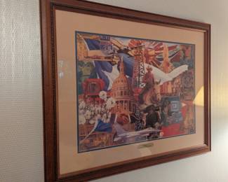 75 Years of Texas Business Signed and Numbered Lithograph by Jim Sharpe
(Previously sold for $1,200 on 1st dibs)