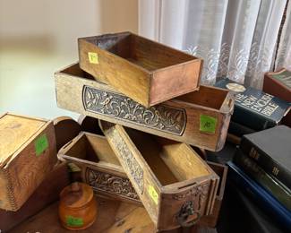 Wooden sewing boxes
