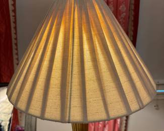 Pair of Gilt Wood Table Lamps with Silk Shades. Photo 3 of 3.