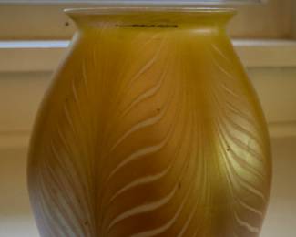 Quetzal Art Glass Lamp Shade. Measures 6" H x 5" D. Photo 2 of 3.