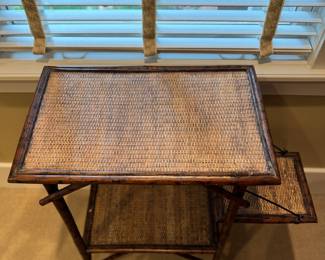 English Burnt Bamboo Side Table. Measures 34" W x 16"  D x 32" H. Photo 2 of 3.