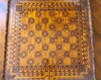 Inlaid & Marquetry Checkers / Chess Board. Measures 19" x 19". Photo 1 of 2.