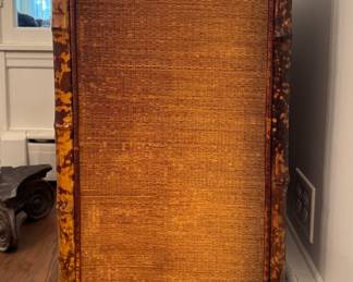 Three-Drawer Burnt Bamboo & Rattan Chest of Drawers. Measures 30" W x 18" D x 37" H. Photo 6 of 6.