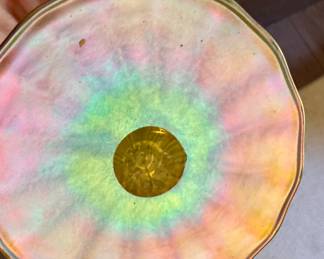 Tiffany Studio Favrile Glass Vase with Pulled Feather Design. Photo 2 of 2.