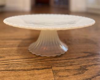 Signed Murano Yalos Casa Opalescent Glass Footed Cake Stand -- 2 Available. One Measures 12" D; One Measures 10" D. Photo 1 of 4.
