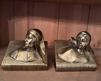 Jennings Brother's Dante & Beatrice Brass Bookends.