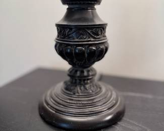 Black Metal Table Lamp with Silk Shade - 2 Available. Each Measures 34" H. Photo 3 of 3.