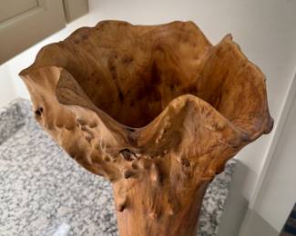 Burl Wood Vase. Measures 19" H x 15" W. Photo 2 of 2.