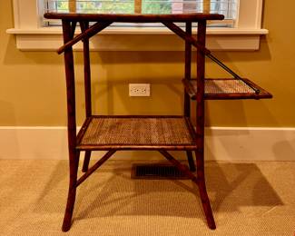 English Burnt Bamboo Side Table. Measures 34" W x 16" D x 32" H. Photo 1 of 3.