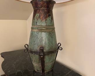 Metal Table Lamp with Patina Finish - 2 Available. Each Measures 40" H. Photo 2 of 4.