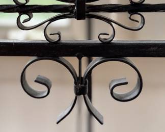 Wrought Iron Console Table with Metal Top. Measures 65" W  x 17" D x 38.5" H. Photo 5 of 5.