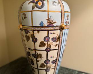 Fabienne Jouvin Paris Porcelain Urn -- Missing Lid. Measures 17" H x 10" D. Photo 1 of 3.