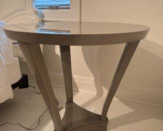 Abner Henry Grey Lacquered Side Table - 2 Available. Each Measures 30" D x 27.5" H. Photo 1 of 3.