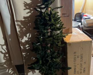 Faux Slender Pine Tree with Paper Leaves.