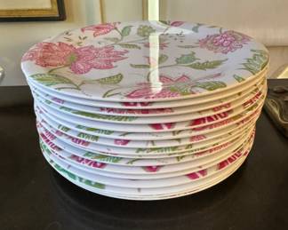 Set of 14 Cynthia Rowley Melamine Dinner Plates. Photo 2 of 2.