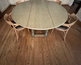 Custom Painted Domicile Drop-Leaf, Gate-Leg Dining Table. Measures 64" D x 29.5" H with 28.5" Inch Clearance. Photo 2 of 4.
