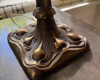 Art Nouveau Bronzed Metal Table Lamp. Measures 29" H. Photo 3 of 3.