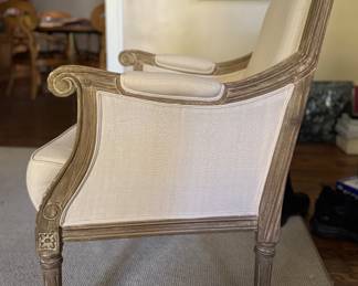 Pair of French Louis XVI-Style Bergere Chairs. Each Measures 25" W x 36" D. Photo 2 of 6.