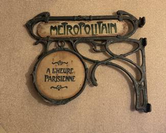 Antique Metropolitian "a L'Heure Parisienne," Sign. Measures 30" W x 25" H.