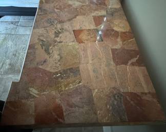 Neoclassical Carved Wood Console with Travertine Top - 2 Available. Each Measures 52" W x 20" D x 32.5" H. Photo 5 of 5.