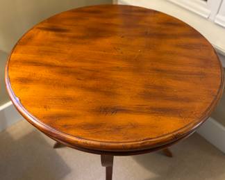 Ralph Lauren-Style Round Center / Side Table with Shelf - 2 Available. Each Measures 33" D x 30" H. Photo 2 of 2.