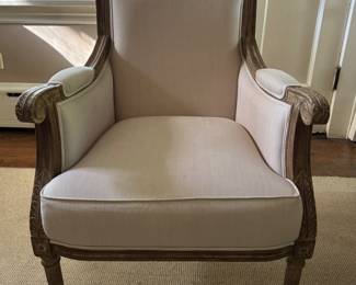 Pair of French Louis XVI-Style Bergere Chairs. Each Measures 25" W x 36" D. Photo 1 of 6.