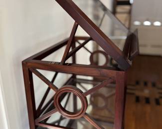 Mahogany and Glass Shelf Etagere with Adjustable Reading Stand. Measures 20" W x 14" D x 40" H. Photo 3 of 4.