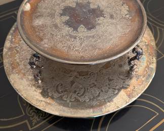 Silver Plate  Lazy Susan Two-Tiered Pastry Stand. Photo 1 of 3.