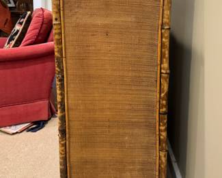 Vintage Burnt Bamboo and Rattan Two-Drawer, Two-Door Cabinet. Measures 35" W x 17" D  x 42" H. Photo 3 of 6.