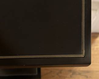 Metal and Ebonized Wood Side Table with Gold Trim - 2 Available. Each Measures 13" x 22" x 25" H. Photo 3 of 4.