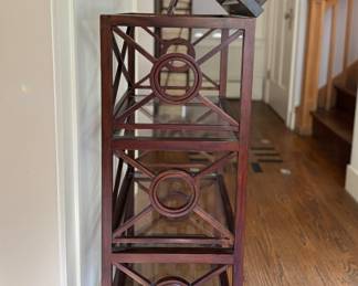 Mahogany and Glass Shelf Etagere with Adjustable Reading Stand. Measures 20" W x 14" D x 40" H. Photo 2 of 4.