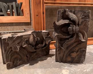 Architectural Artifacts Sourced From Pagoda Red. Each Measures 21" W x 4" D x 32" H. 