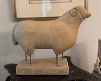 Composite Sheep Mounted on Composite Block. Measures 15" W x 12" H.