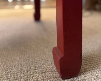 Pair of Red Lacquered Neiman Marcus Asian-Style Side Tables. Each Measures 22" x 22" x 20" H. Photo 4 of 5.