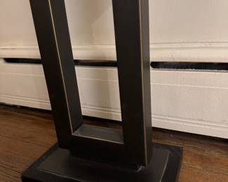 Metal and Ebonized Wood Side Table with Gold Trim - 2 Available. Each Measures 13" x 22" x 25" H. Photo 4 of 4.