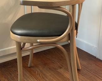 Set of 6 GAR Thonet Style Bentwood Arm Chairs with Vegan Leather Seats. Each Measures 24.25" W X 19.5" D 
with 18.75" Seat Height. Photo 2 of 4.