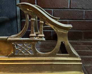 Brass Fireplace Fender. Measures 58" W with 39.5" W Opening. Photo 3 of 3.