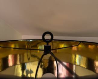 Gilt Metal Floor Lamp with Ebony Shade - 2 Available. Each Measures 62" H. Photo 3 of 3.