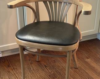 Set of 6 GAR Thonet Style Bentwood Arm Chairs with Vegan Leather Seats. Each Measures 24.25" W X 19.5" D 
with 18.75" Seat Height. Photo 1 of 4.