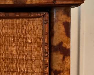 Three-Drawer Burnt Bamboo & Rattan Chest of Drawers. Measures 30" W x 18" D x 37" H. Photo 2 of 6.