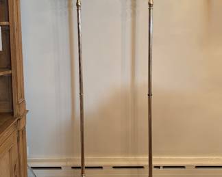 Pair of Silver Torchiere Floor Lamps. Each Measures 64" H. Photo 1 of 2.