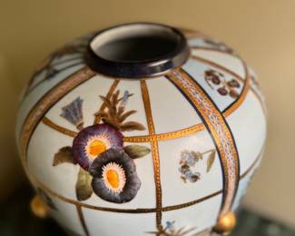 Fabienne Jouvin Paris Porcelain Urn -- Missing Lid. Measures 17" H x 10" D. Photo 2 of 3.